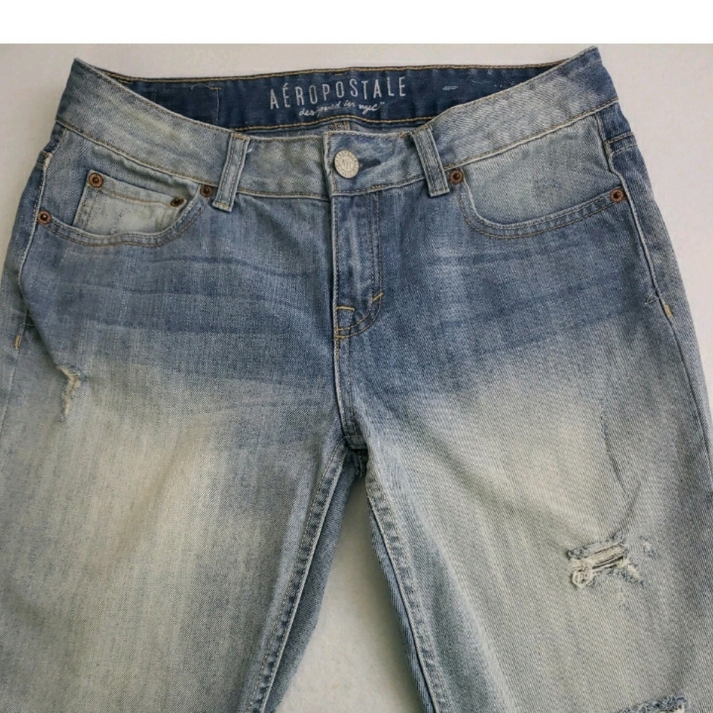 Aeropostale Sz 6 Boyfriend Real Original Denim Distressed Wash waist 32 Comfy